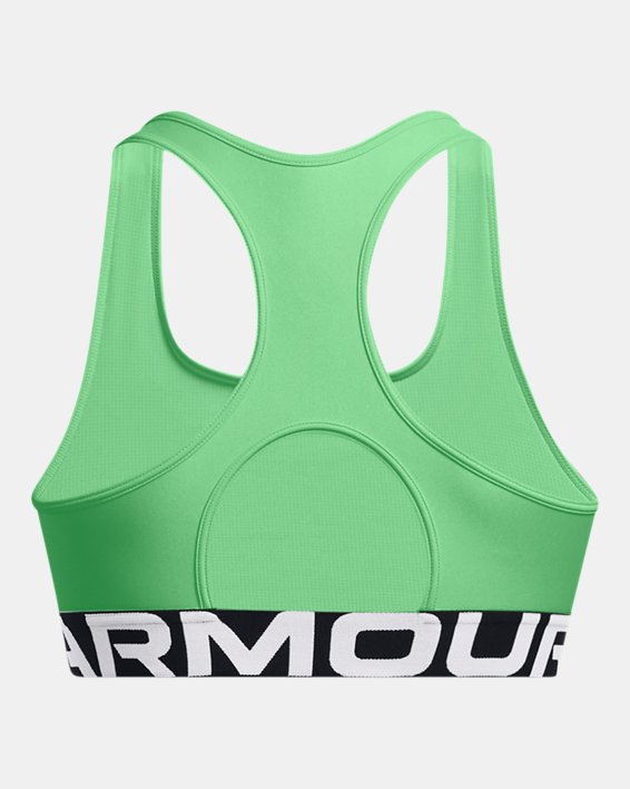 Women's HeatGear® Armour Mid Branded Sports Bra, Green, pdpMainDesktop image number 10